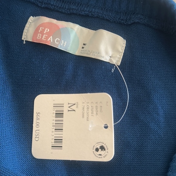 FP Beach Free People Last Call Mini Dress in Blue Asymmetric Drop shoulder Sz M - Picture 10 of 16